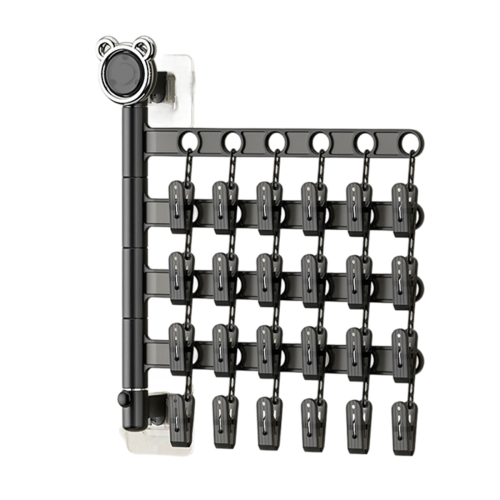Multi-Functional Drying Rack Socks Underwear Laundry Storage Multi-Clip Wall-Mounted Artifact Balcony Folding B 1
