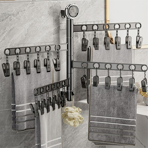 Multi-Functional Drying Rack Socks Underwear Laundry Storage Multi-Clip Wall-Mounted Artifact Balcony Folding B 2