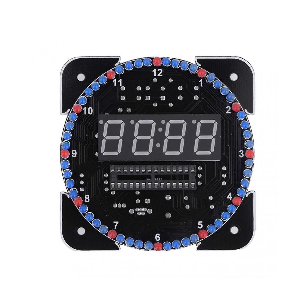 DIY Light Control Rotation LED Electronic Temperature Clock Kit Suite W/Case & USB Cable Red