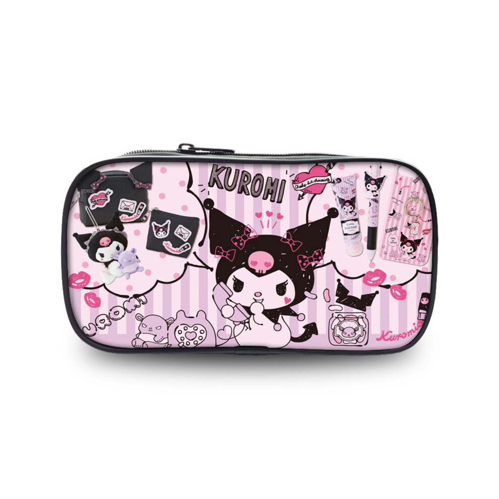 (18)Jolie trousse à crayons Kuromi étudiant Sanrio grande capacité papeterie sac rangement
