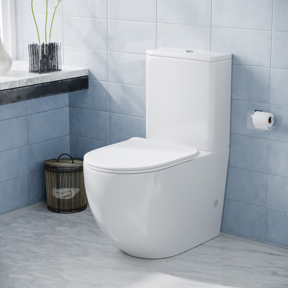 Nes Home Round Close Coupled Toilet Pan and Seat with Cistern