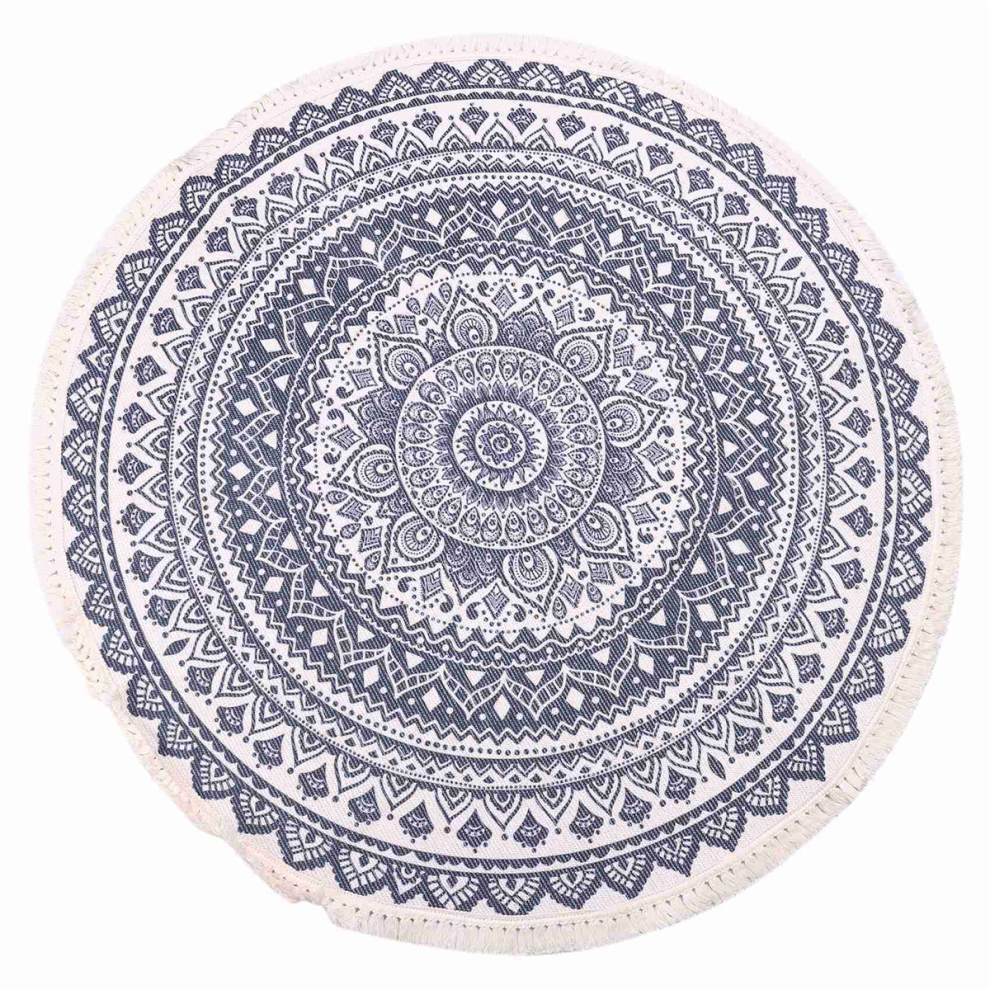 Tapis rond en coton de style bohème, lavable et antidérapant, pour salon, salle de bain, chambre à coucher, 94 cm