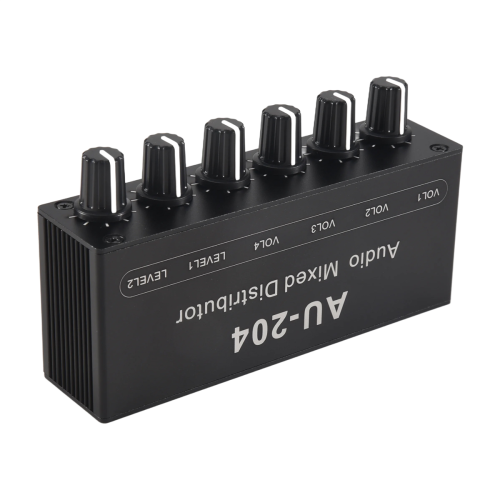 Stereo Mixer Audio (2 Input 4 Output) Push Four Headphones or External Power Amplifiers Volume Control 2