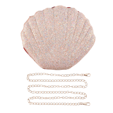 Bolsa feminina pequena sereia concha - bolsa de ombro com lantejoulas brilhantes e corrente, bolsa de noite, rosa