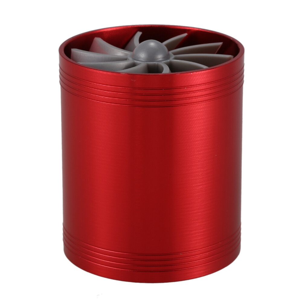 Double Turbine Turbo Charger Air Intake Gas Fuel Saver Fan For Car (Red) Red 4853024025193