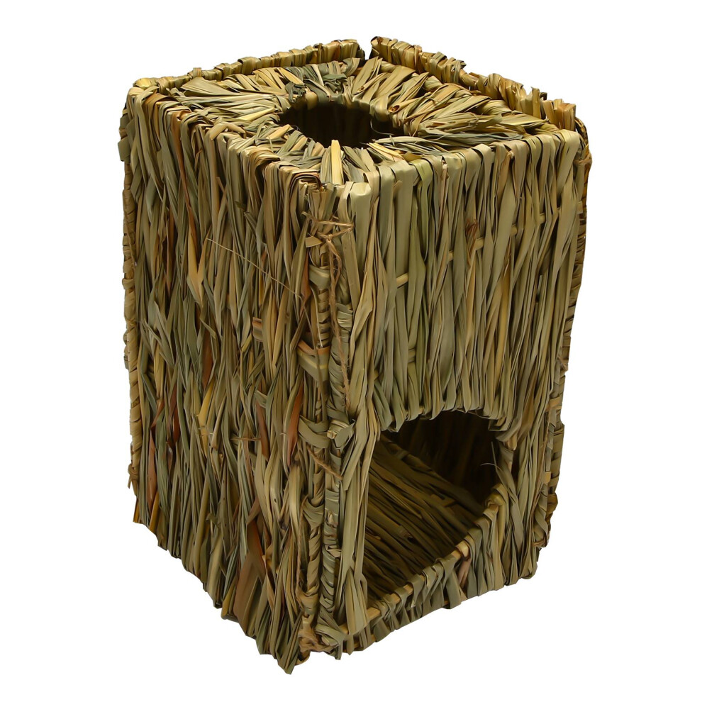 Natural Grass Toy, Hand Woven Guinea Pig Ferret Folding Straw Grass House 4853024026190