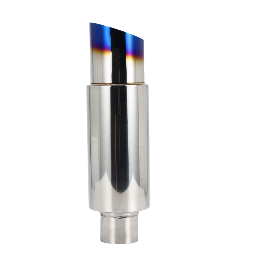 Car Universal Stainless Steel Rear Exhaust Pipe Square Muffler Tail Throat Tip 370Mm Roasted Blue 4851966896055