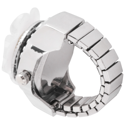 White Round Dial Finger Ring Quartz Watch For Lady 1
