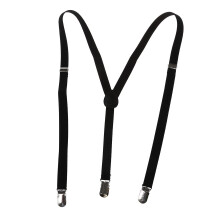 Suspensórios elásticos com braçadeira de metal ajustável para adultos, pretos