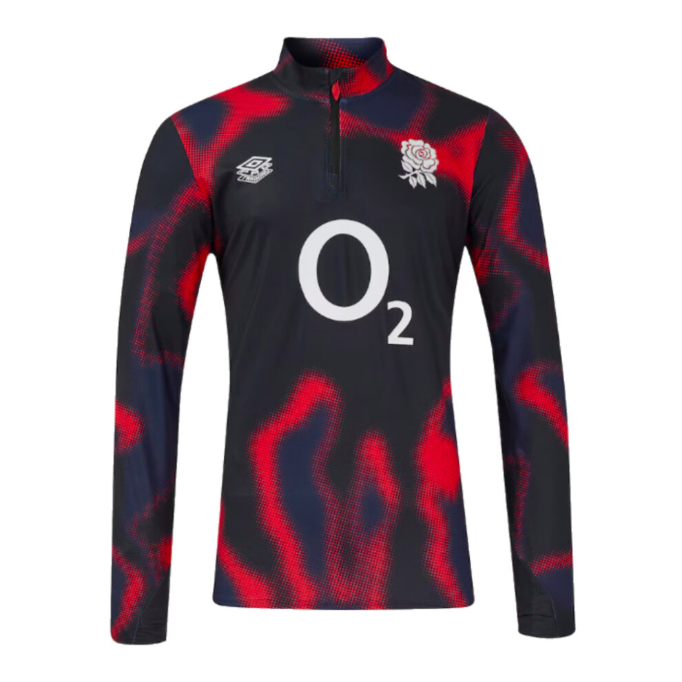 (XL) 2024-2025 England Rugby Warm Up Midlayer (Black)