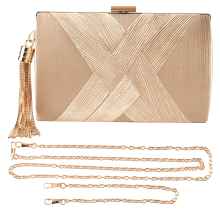 Bolsa de mão feminina com borla, bolsa de ombro para festa, casamento, noite, para celular, dourada