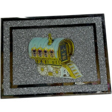 XXL Silver Crystal Glass Crushed Diamond Gypsy Caravan Mirror Chopping