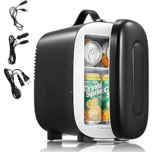 FOHERE Mini Fridge Portable, 5 Liter/6 Cans Small Fridge Cooler, Quiet, USB+AC Power, Cmpact Mini Fridge for the Office