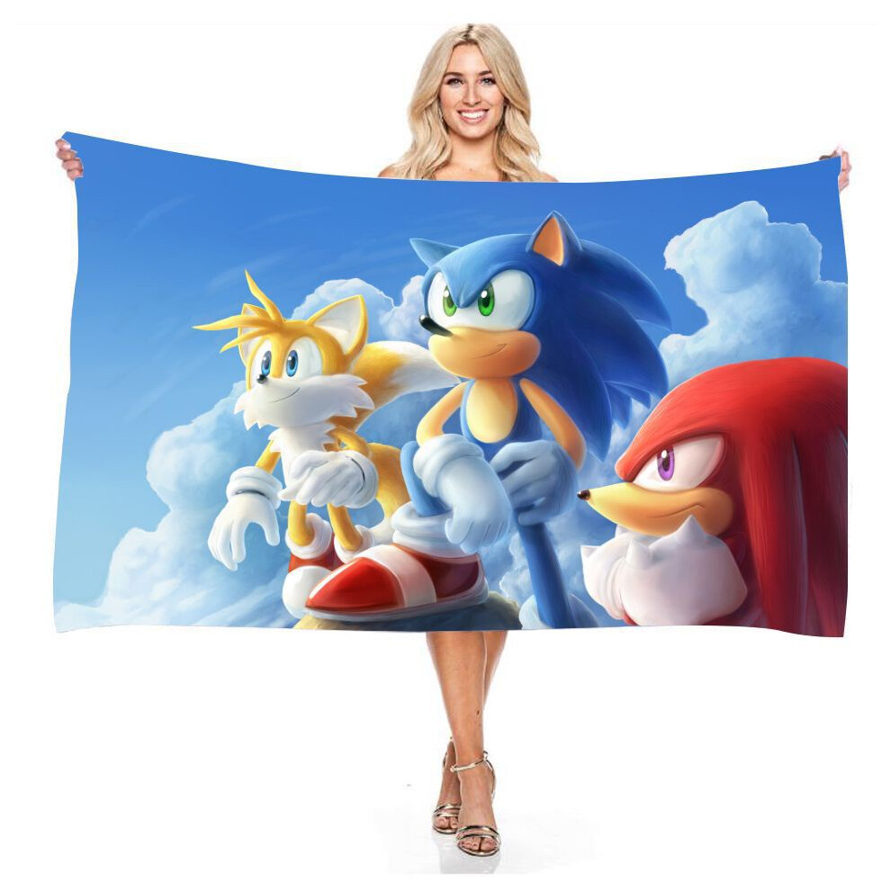 (Sky, 60*120cm/23.62*47.24in) Sonic The Hedgehog Beach Towels Quick Dry Absorbent Seaside Holiday Travel Swim