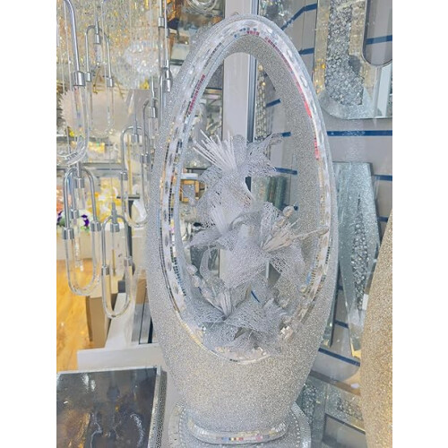 Silver Sparkle Crushed Diamanté Flower Vase