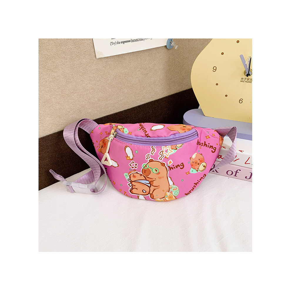 (Purple) Printed Capybara Crossbody Bags Children Cartoon Outdoor Leisure Waist Pack-image-OPC-PH2GFJR-NEW