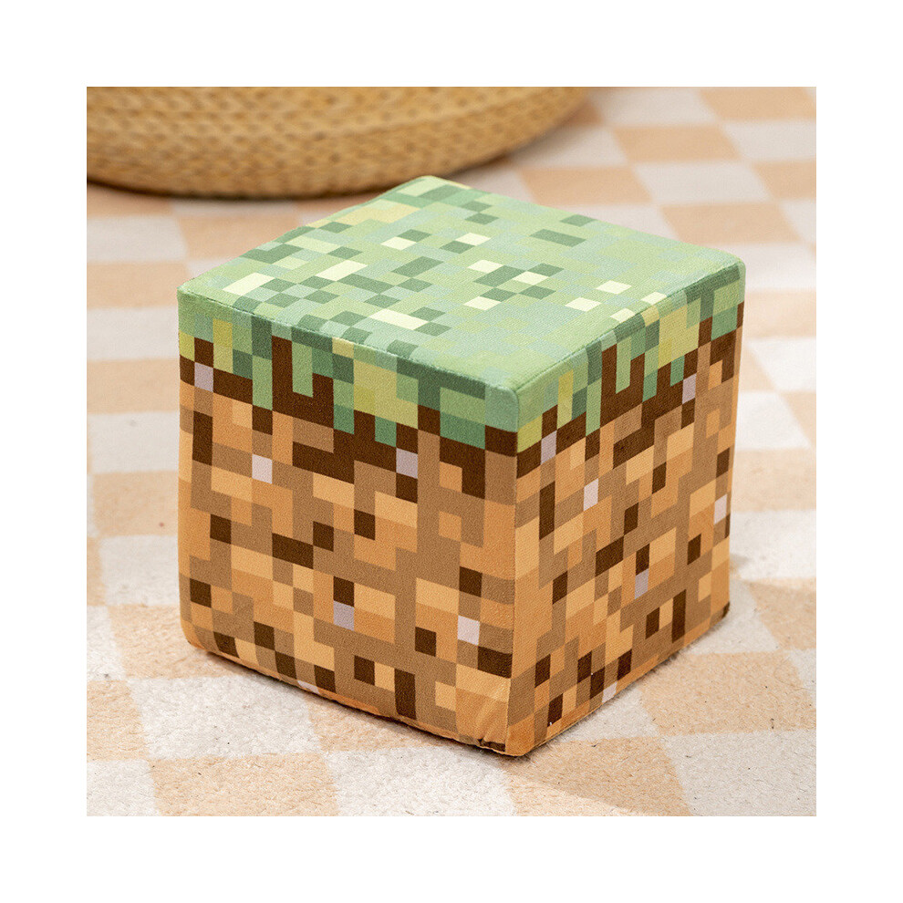(Grass Block, 30cm) Plush Minecraft Block Pillow With Sponge Core For Colorful Design Doll Block