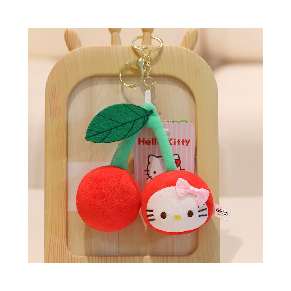 (Cherry) Kitty Hello Sanrio Cute Plush Keychain With Pp Cotton Filling For Gift Teens Red