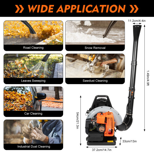 63cc Backpack Leaf Blower,2 Stroke Gas Powered Air/Snow Blower 1