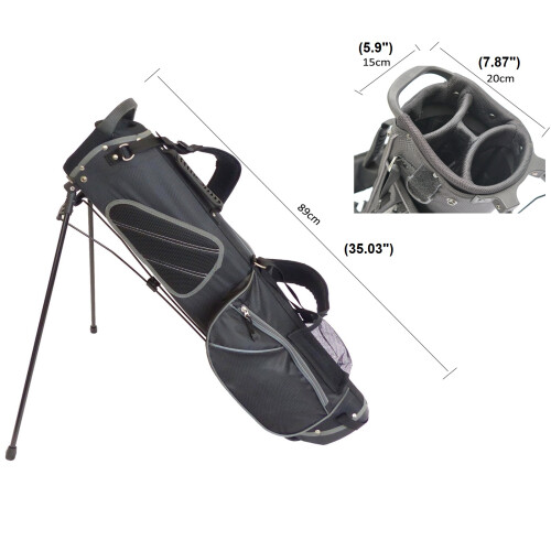 Gr8 Home Golf Stand Bag Lightweight 7inch 4 Way Divider Double Strap Black Grey 1