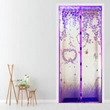 (Purple, 90*210cm/35.4*82.7in) Tulle Magnetic Door Closing Mesh Mosquito Net Cartoon Window Screens Curtain