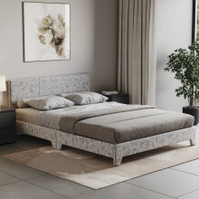 (Double, Crushed Velvet Silver) Victoria Bed Frame Padded Velvet Fabric UKFR