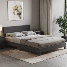 (Double, Light Grey Velvet) Victoria Bed Frame Padded Velvet Fabric UKFR