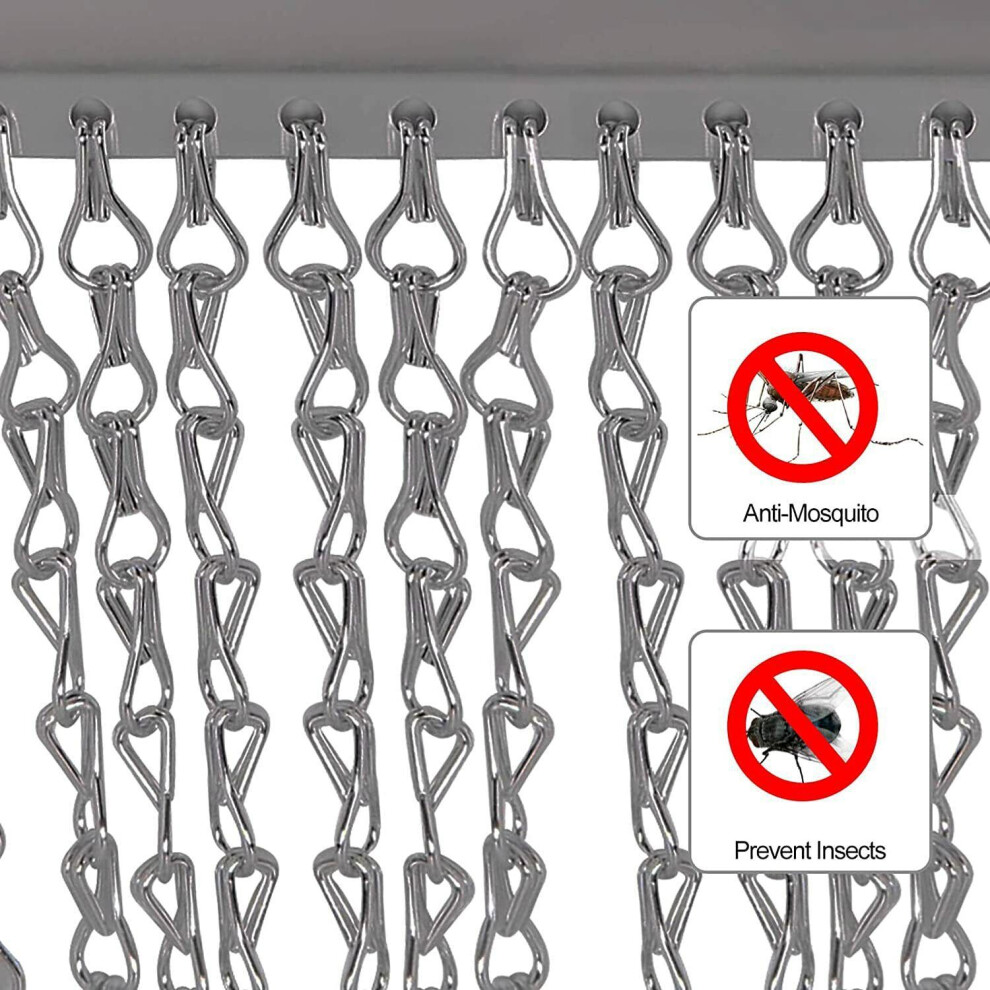 Fly Screen Chain Curtain Aluminum Door Metal Insect Blinds 90cmx214CM