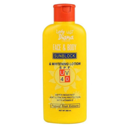 Lady Diana Sunblock Moisturizer Lotion SPF-40 UV Protection For Women - 200mL