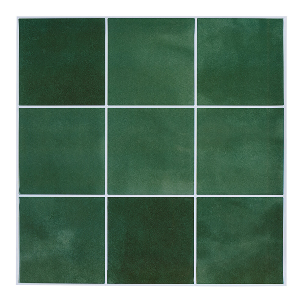 10Pcs Gemstone Color Series 9-grid Wall Tile Sticker, Light Green