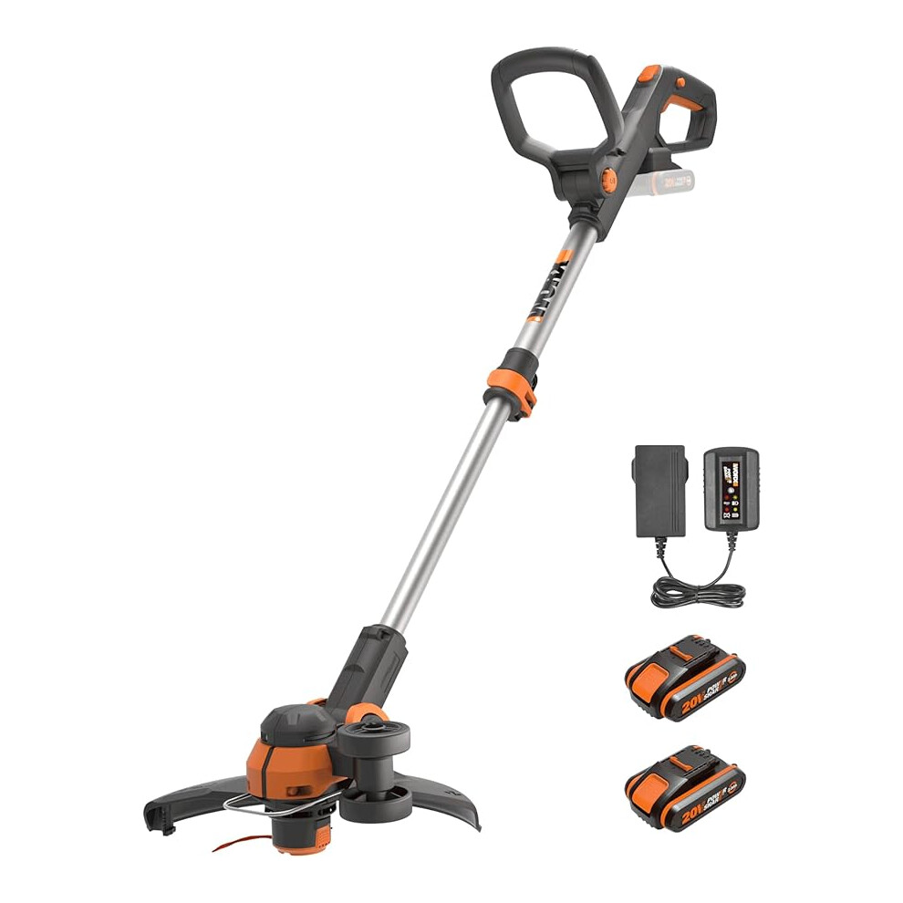 Cordless Grass Trimmer With Command Feed And 2 Batteries Strimmer Line Strimmers Edge Cutter Black