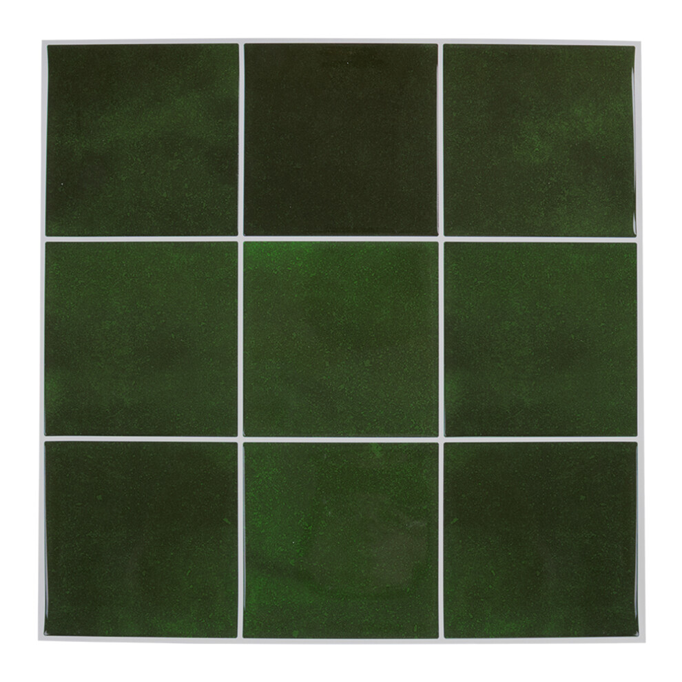 10Pcs Gemstone Color Series 9-grid Wall Tile Sticker, Green