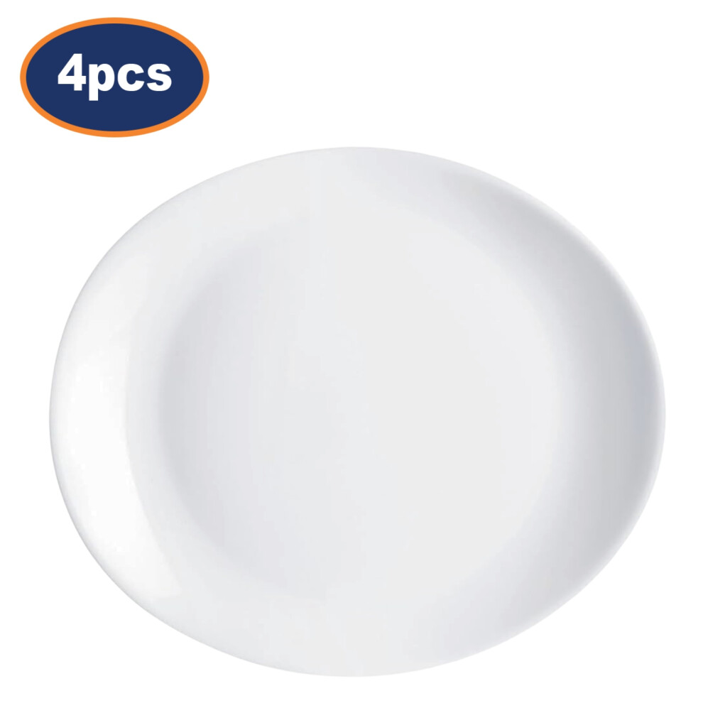 Luminarc Steak Plate Oval Opal White Dishwasher Safe Microwave Safe 30cm 4Pcs