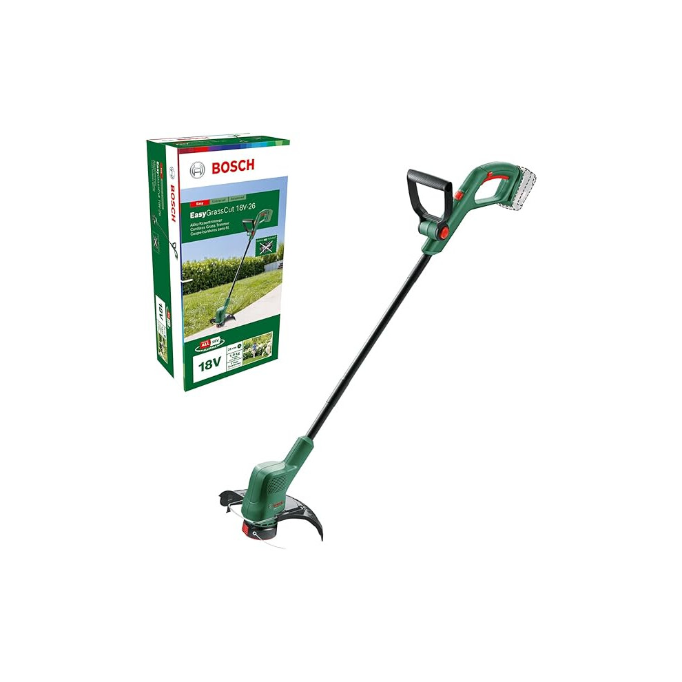 Bosch Cordless Grass Trimmer EasyGrassCut 18V-26 (Without Battery, 18 Volt System, Cutting Diameter: 26 cm, in Carton Packaging