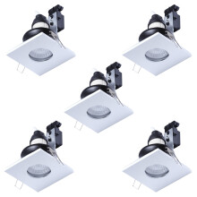 (White, Pack of 5) Litecraft Recessed Square Bathroom Downlights