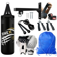 (Blk Set) Kids Punch Bag 2ft Filled Gym Boxing Training Set