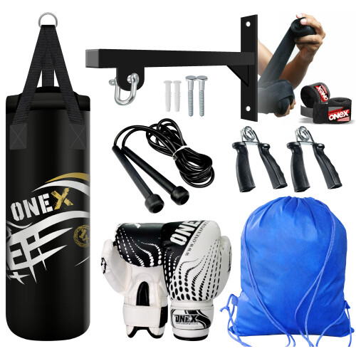 (Blk Set) Kids Punch Bag 2ft Filled Gym Boxing Training Set
