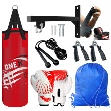 (Red Set) Kids Punch Bag 2ft Filled Gym Boxing Training Set