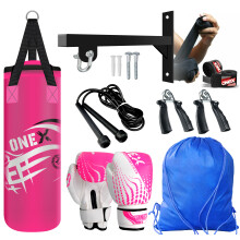 (Pink Set) Kids Punch Bag 2ft Filled Gym Boxing Training Set