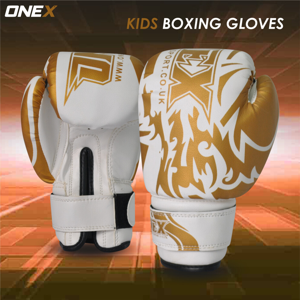 (6oz Black/gold) Kids Boxing Gloves 6oz Junior Training & punching