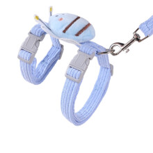 (blue, L) Cat Harness Leash Set Cats Escape Proof Cute Bee Plaid Lightweight Soft
