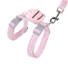 (pink, S) Cat Harness Leash Set Cats Escape Proof Cute Bee Plaid Lightweight Soft