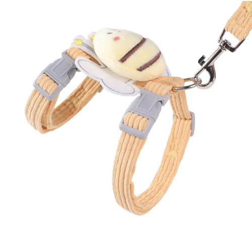 (yellow, M) Cat Harness Leash Set Cats Escape Proof Cute Bee Plaid Lightweight Soft