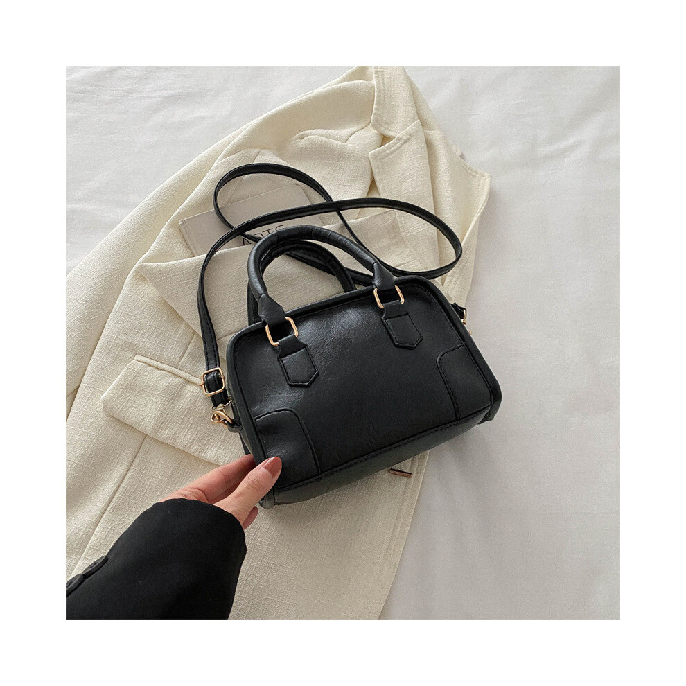 (Black)Élégant sac à bandoulière rétro pour femme tendance sac à main minimaliste en noir kaki marron