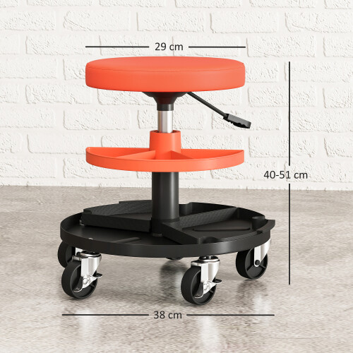 Homcom HOMCOM Rolling Mechanic Stool, 135kg Capacity Workshop Stool, Yellow 2