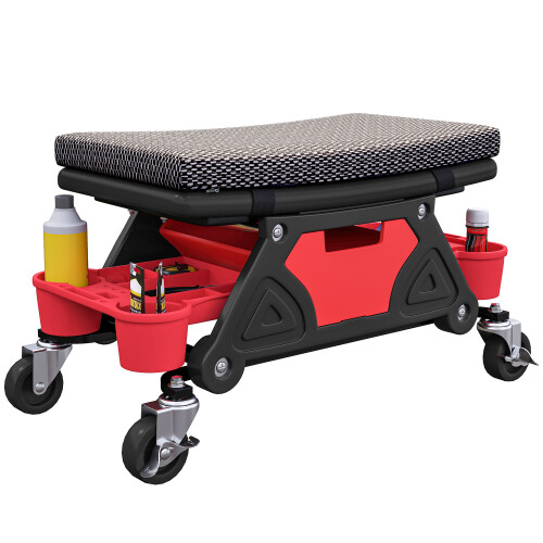 Homcom HOMCOM Rolling Mechanic Stool, 135kg Capacity Workshop Stool, Black 1