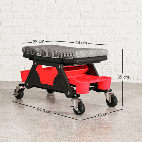 Homcom HOMCOM Rolling Mechanic Stool, 135kg Capacity Workshop Stool, Black 2