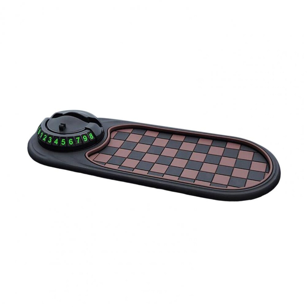 (A) Multifunction Car Anti-Slip Mat With Temporary Parking Number Car Dashboard 360-Degree Rotating Mobile Phone Holder Pad 6454450347712