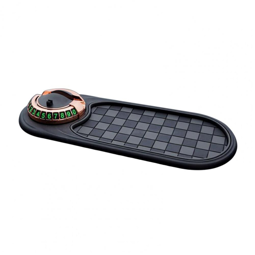 (F) Multifunction Car Anti-Slip Mat With Temporary Parking Number Car Dashboard 360-Degree Rotating Mobile Phone Holder Pad 6454450347767