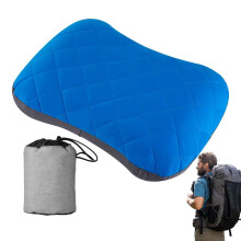 (Blue) Ultralight Camping Pillow Iatable TPU Convenient Outdoor Portable Travel Napping Air Pillow